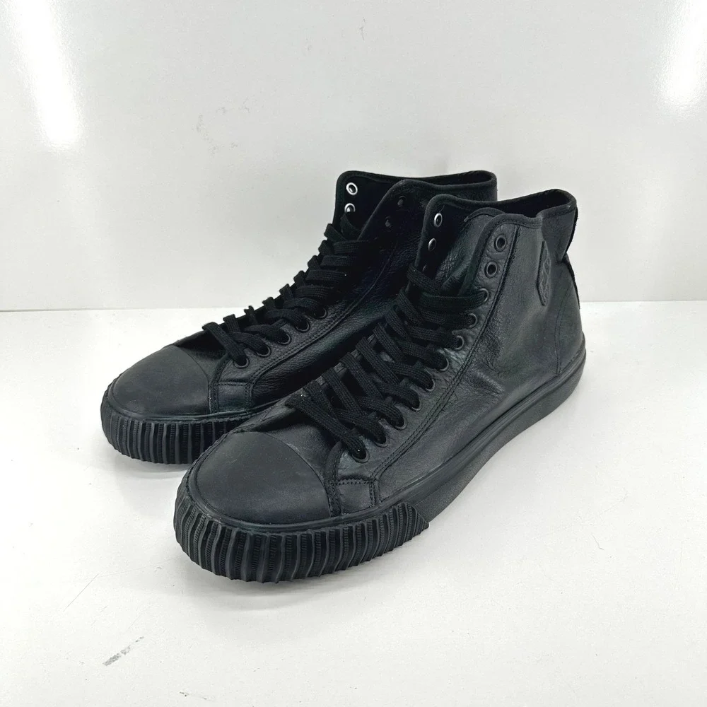 PF Flyers Shoes Men's 15 Sneakers Center Hi Top Black Leather High Top NWOT NWOB